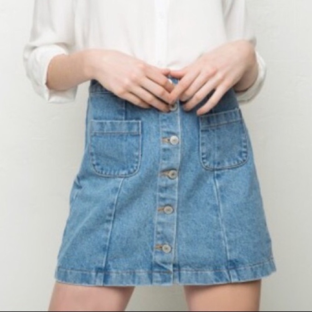 brandy melville button front denim skirt